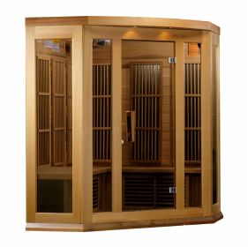 Maxxus "Avignon Edition" 3 Person Corner Near Zero EMF FAR Infrared Sauna - Canadian Red Cedar