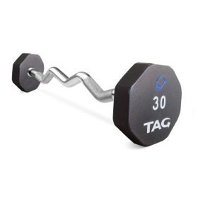 Tag Fitness 8-Sided Virgin Rubber Fixed Barbell with EZ Bar 20-110lb Set