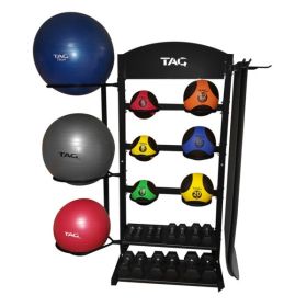 Tag Fitness Versa Rack Multi Storage Rack Combo w/ Weights and Balls