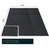 1/2in Thick 48 Sq Ft Rubber Top EVA Foam Exercise Gym Mats Non-slip 12 Pcs - Puzzle Floor Tiles - 24 x 24in Tile, Black & White