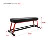 Sunny Health & Fitness Power Zone Strength Flat Bench with 550 LB Max Weight, Dumbbell Rack and Transport Wheels - SF-BH6996