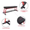 Sunny Health & Fitness Power Zone Strength Flat Bench with 550 LB Max Weight, Dumbbell Rack and Transport Wheels - SF-BH6996