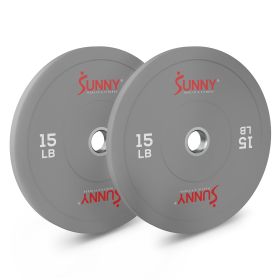 Sunny Health & Fitness Elite 2-inch Rubber Olympic Weight Plates 15-Pound (Pair) - SF-OP01-15