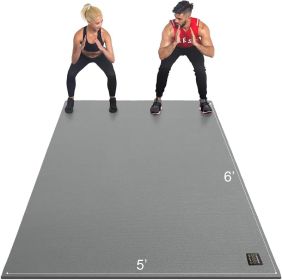 Large Exercise Mat 6'x5'x7mm, Non-Slip Workout Mats for Home Gym Flooring, Extra Wide and Thick Durable - GREY COOL