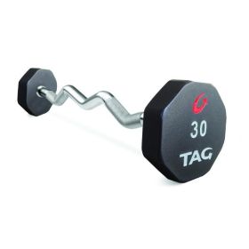 Tag Fitness 8-Sided Premium Ultrathane Fixed Barbell with EZ Curl handle 20-110lb Set