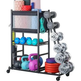 Weight Rack for Dumbbells, Home Gym Storage Rack for Yoga Mat Dumbbells Kettlebells and Strength Training Equipment
