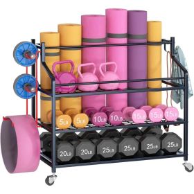 Weight Rack for Dumbbells, Home Gym Storage Rack for Yoga Mat Dumbbells Kettlebells and Strength Training Equipment