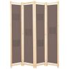 vidaXL 4-Panel Room Divider Brown 62.9"x66.9"x1.6" Fabric