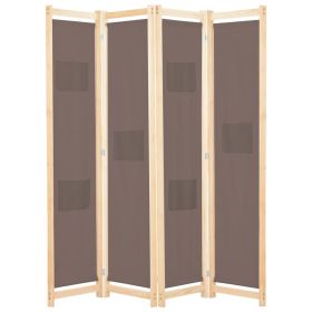 vidaXL 4-Panel Room Divider Brown 62.9"x66.9"x1.6" Fabric