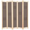 vidaXL 5-Panel Room Divider Brown 78.7"x66.9"x1.6" Fabric