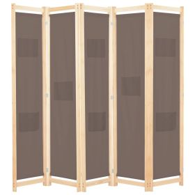 vidaXL 5-Panel Room Divider Brown 78.7"x66.9"x1.6" Fabric