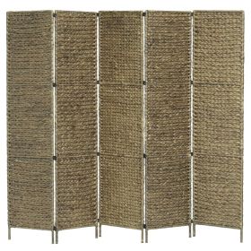 vidaXL 5-Panel Room Divider Brown 76"x63" Water Hyacinth