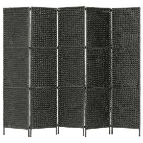 vidaXL 5-Panel Room Divider Black 76"x63" Water Hyacinth