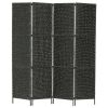 vidaXL 4-Panel Room Divider Black 60.6"x63" Water Hyacinth