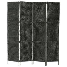 vidaXL 4-Panel Room Divider Black 60.6"x63" Water Hyacinth