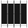 vidaXL 4-Panel Room Divider Black 63"x70.9"