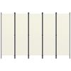 vidaXL 5-Panel Room Divider Cream White 98.4"x70.9"