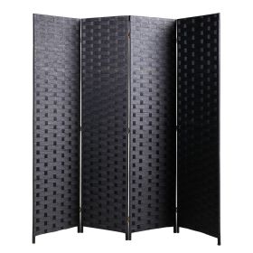 4-Panel Room Divider, Folding Privacy Screen with Double Hinged, Freestanding Room Separator, Black XH