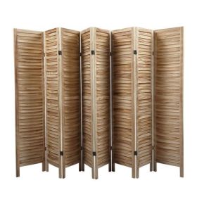 Sycamore wood 8 Panel Screen Folding Louvered Room Divider - light burn XH