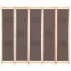 vidaXL 5-Panel Room Divider Brown 78.7"x66.9"x1.6" Fabric