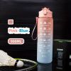 32oz/900mL Motivational Water Bottle With Straw & Time Marker; Daily Water Intake Bottle With Carrying Strap