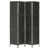 vidaXL 4-Panel Room Divider Black 60.6"x63" Water Hyacinth