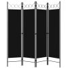 vidaXL 4-Panel Room Divider Black 63"x70.9"