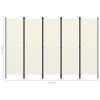 vidaXL 5-Panel Room Divider Cream White 98.4"x70.9"