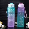 32oz/900mL Motivational Water Bottle With Straw & Time Marker; Daily Water Intake Bottle With Carrying Strap