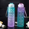 32oz/900mL Motivational Water Bottle With Straw & Time Marker; Daily Water Intake Bottle With Carrying Strap