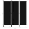 vidaXL 3-Panel Room Divider Black 59.1"x70.9"