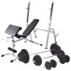 vidaXL Workout Bench with Weight Rack; Barbell and Dumbbell Set 264.6 lb