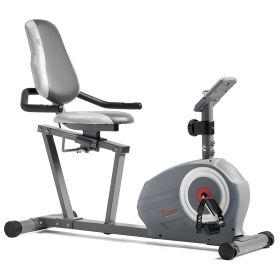 Sunny Health & Fitness Essentials Series Magnetic Smart Recumbent Bike with Exclusive SunnyFit® App Enhanced Bluetooth Connectivity