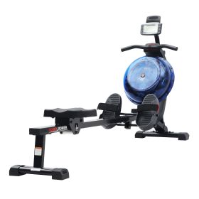 Sunny Health & Fitness Hydro + Dual Resistance Smart Magnetic Water Rowing Machine in Blue - SF-RW522017BLU