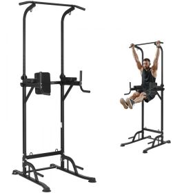 VEVOR Power Tower Dip Station With Elbow Pad, Home Gym 10-Level Height Adjustable Pull Up Bar Stand