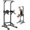 VEVOR Power Tower Dip Station With Elbow Pad, Home Gym 10-Level Height Adjustable Pull Up Bar Stand