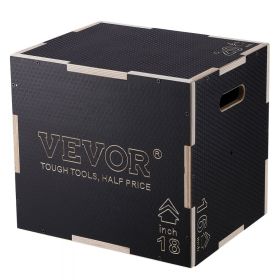 VEVOR 3 in 1 Plyometric Jump Box, 20/18/16 Inch Wooden Plyo Box, Platform & Jumping Agility Box,