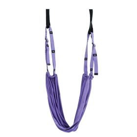 Adjustable Aerial Yoga Strap; Elastic Stretch Door Hanging Yoga Belts Hammock Swing Fitness Handstand Rope Training Device For Women (Color: Purple)