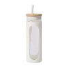 Glass Water Bottle Straw Silicone Bamboo Lid