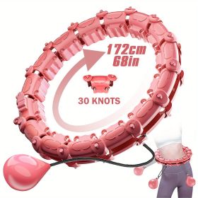 1pc Smart Weighted Hula Hoops, Fitness Weight Loss Gear, With Detachable Knots & Adjustable Weight (Color: Pink)