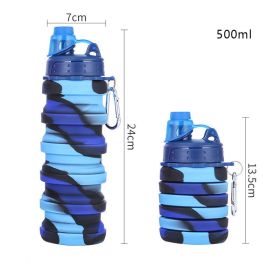 500ml Creative Silicone Folding Water Cup Outdoor Sports Ride Fitness Portable Kettle Camouflage Gift Cup Free Delivery Items (Actual Color: 0.5L)