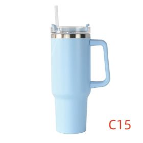 40 oz. With Logo Stainless Steel Thermos Handle Water Glass With Lid And Straw Beer Glass Car Travel Kettle Outdoor Water Bottle (Capacity: 1200ml)