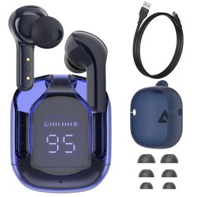 T6 TWS Earphone Wireless Bluetooth 5.0 Headphones Sport Gaming Headsets Noise Reduction Earbuds (Color: sapphire blue)