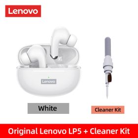 100% Original LP5 Wireless Bluetooth Earbuds HiFi Music Earphone With Mic Headphones Sports Waterproof Headset (Color: White FC Clat Kit)