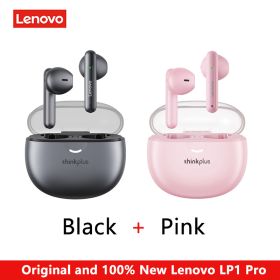 Original Lenovo LP1 Pro TWS Earphone Wireless Bluetooth Headphones Waterproof Sport Headsets Noise Reduction Earbuds with Mic (Color: Black And Pink)