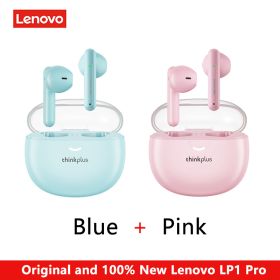 Original Lenovo LP1 Pro TWS Earphone Wireless Bluetooth Headphones Waterproof Sport Headsets Noise Reduction Earbuds with Mic (Color: Blue And Pink)