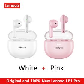 Original Lenovo LP1 Pro TWS Earphone Wireless Bluetooth Headphones Waterproof Sport Headsets Noise Reduction Earbuds with Mic (Color: White And Pink)