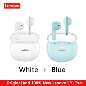 Original Lenovo LP1 Pro TWS Earphone Wireless Bluetooth Headphones Waterproof Sport Headsets Noise Reduction Earbuds with Mic (Color: White And Blue)