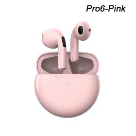 Air Pro 6 TWS Wireless Headphones with Mic Fone Bluetooth Earphones Sport Earbuds Pro6 J6 Headset for Apple iPhone Xiaomi Huawei (Color: Pink)