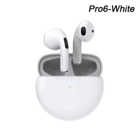 Air Pro 6 TWS Wireless Headphones with Mic Fone Bluetooth Earphones Sport Earbuds Pro6 J6 Headset for Apple iPhone Xiaomi Huawei (Color: White)